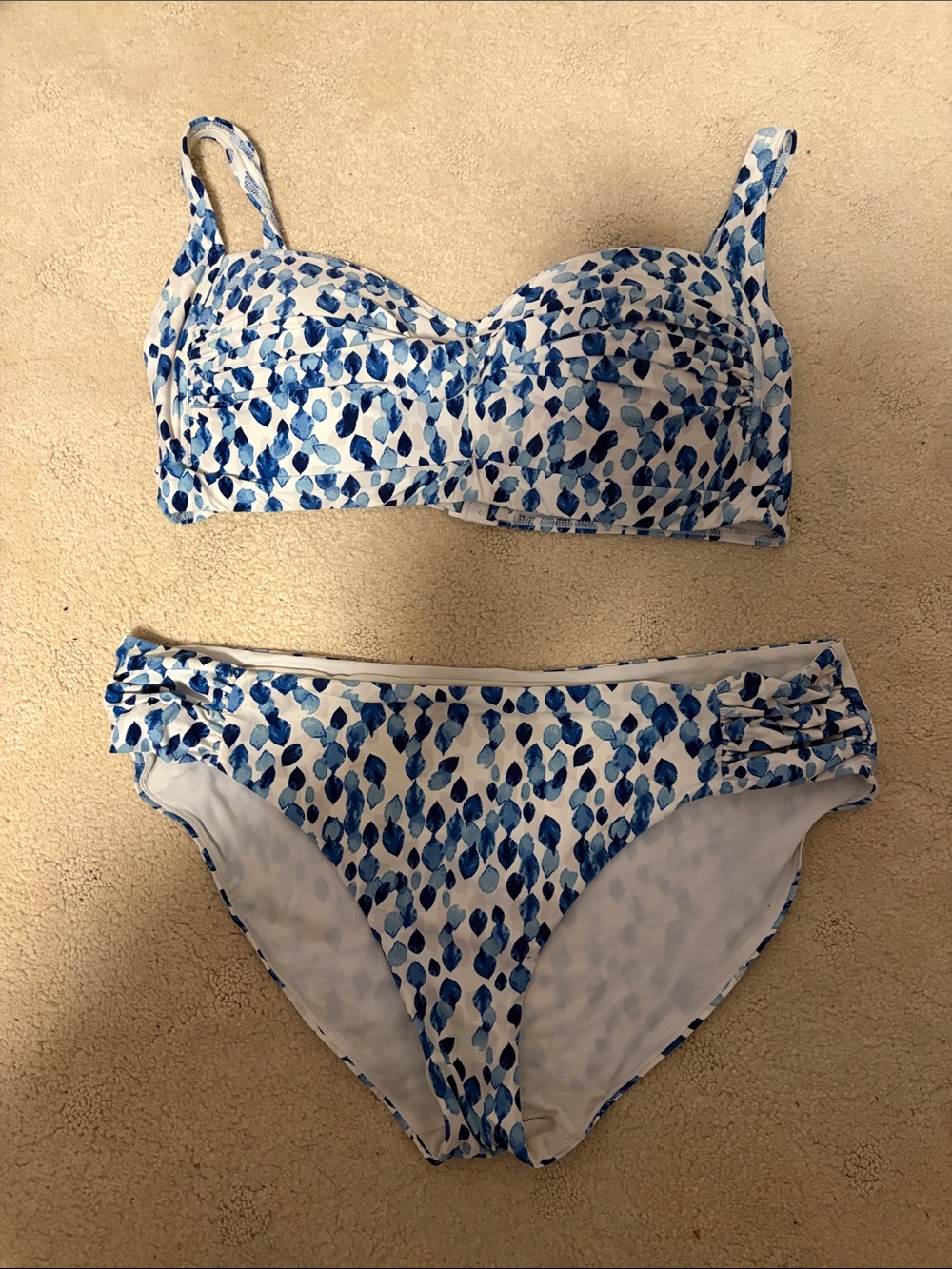 Buttery Soft & Stretchy Blue Watercolor Dot Bikini Set US Size 12 NipTuck Swim